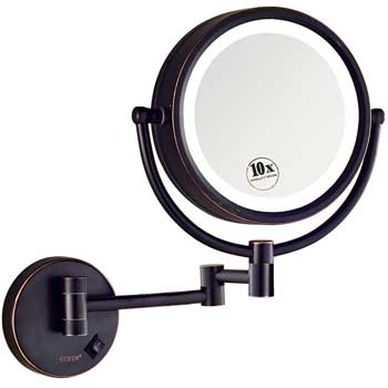 Oil Rubbed Bronze Lighted Makeup Mirror Wall Mount